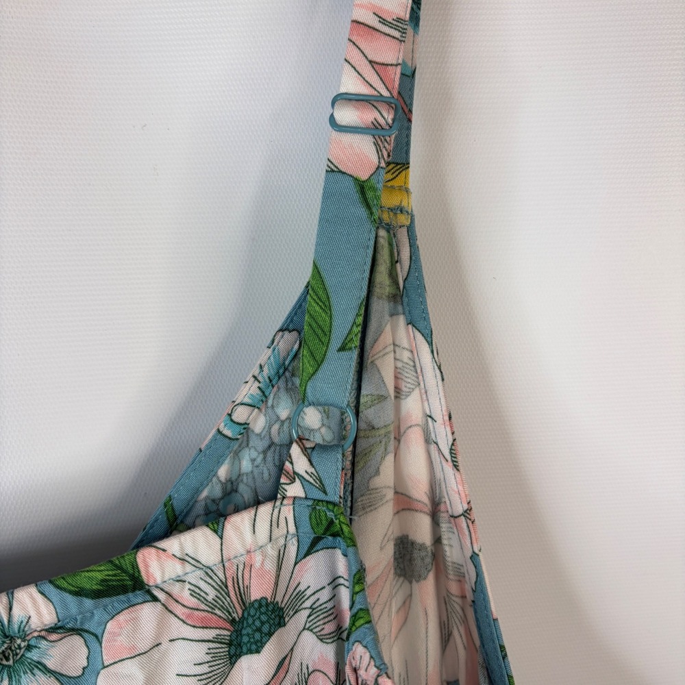 Torrid Maxi Dress Women 3 Blue Floral Pockets Adjustable Straps V-Neck Sun Dress - Picture 6 of 11